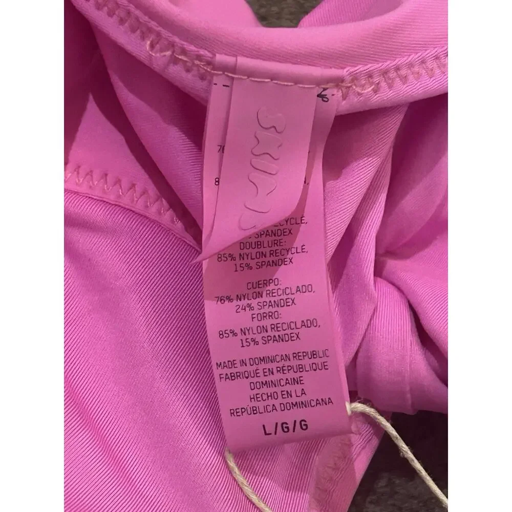 NWT Skims Neon Orchid Recycled Swim Plunge Bikini Top Women's Size L